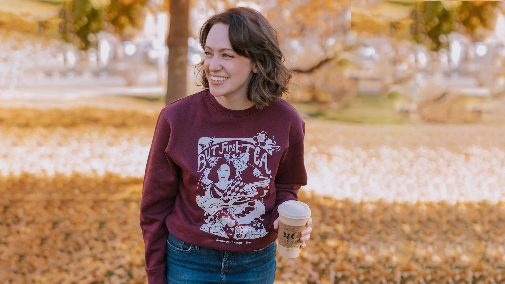 But First Tea Sweatshirt in Plum - Image 3
